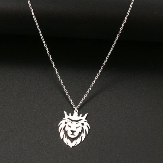 Wholesale Stainless Steel Crown Lion Necklace Wholesale Stainless Steel Crown Lion Necklace